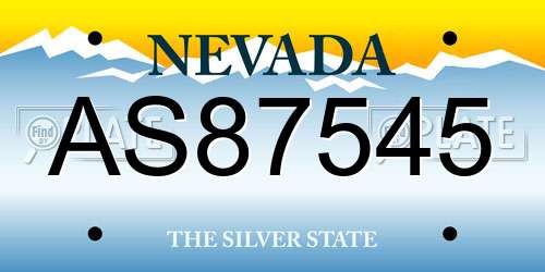 AS87545 Nevada License Plate