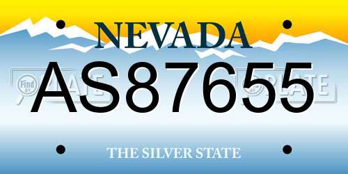 AS87655 Nevada License Plate