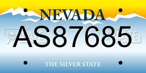 AS87685 Nevada License Plate