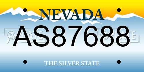 AS87688 Nevada License Plate
