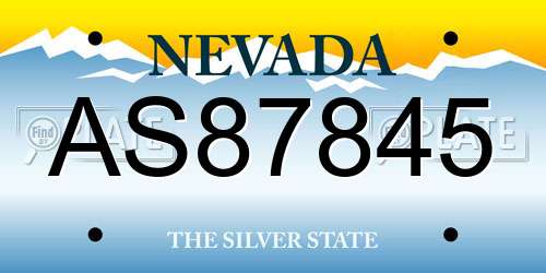 AS87845 Nevada License Plate