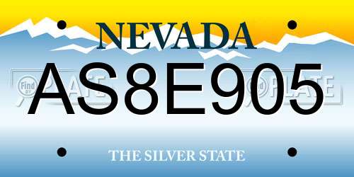 AS8E905 Nevada License Plate