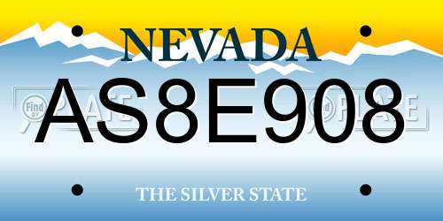 AS8E908 Nevada License Plate