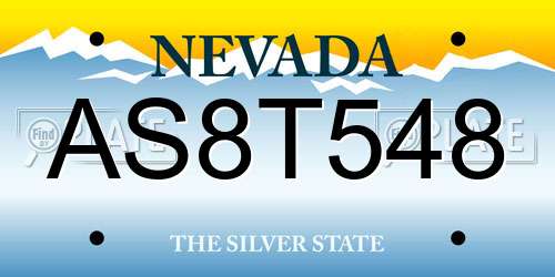 AS8T548 Nevada License Plate