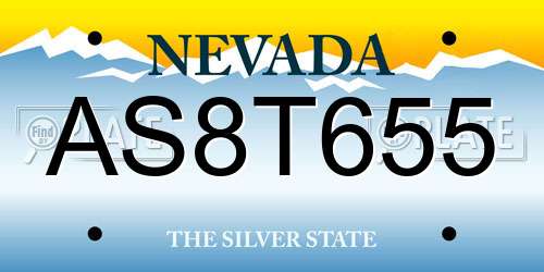 AS8T655 Nevada License Plate