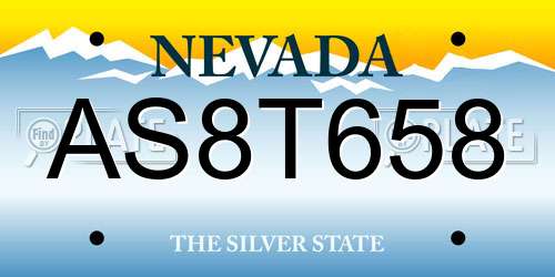 AS8T658 Nevada License Plate