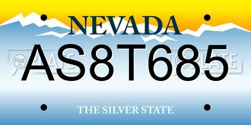 AS8T685 Nevada License Plate