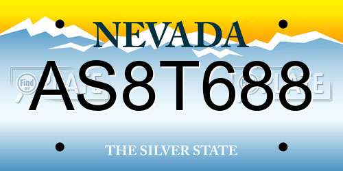 AS8T688 Nevada License Plate