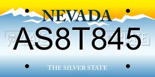 AS8T845 Nevada License Plate