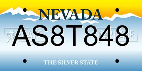 AS8T848 Nevada License Plate