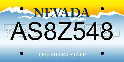 AS8Z548 Nevada License Plate