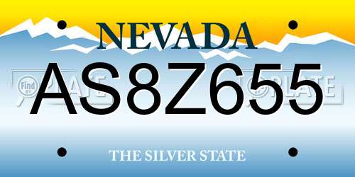 AS8Z655 Nevada License Plate