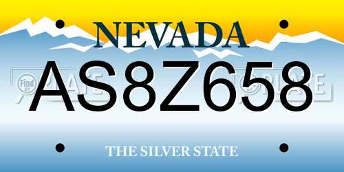 AS8Z658 Nevada License Plate