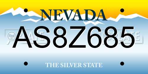 AS8Z685 Nevada License Plate
