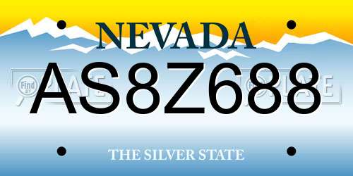 AS8Z688 Nevada License Plate