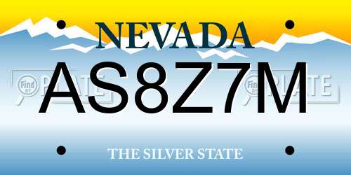 AS8Z7M Nevada License Plate