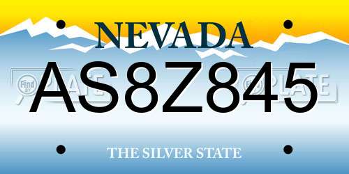 AS8Z845 Nevada License Plate