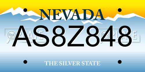 AS8Z848 Nevada License Plate