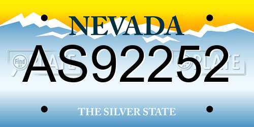 AS92252 Nevada License Plate
