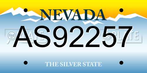 AS92257 Nevada License Plate