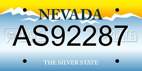 AS92287 Nevada License Plate