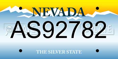 AS92782 Nevada License Plate