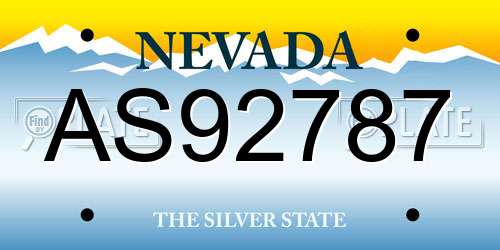 AS92787 Nevada License Plate