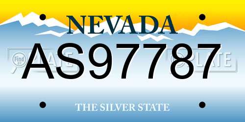 AS97787 Nevada License Plate