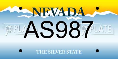 AS987 Nevada License Plate