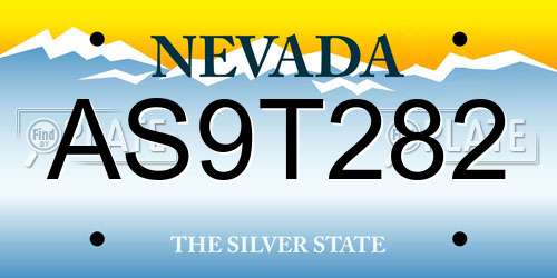 AS9T282 Nevada License Plate