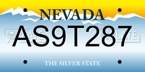 AS9T287 Nevada License Plate