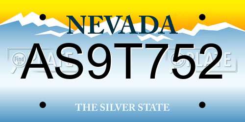 AS9T752 Nevada License Plate