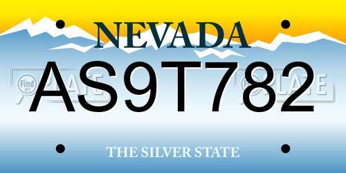AS9T782 Nevada License Plate