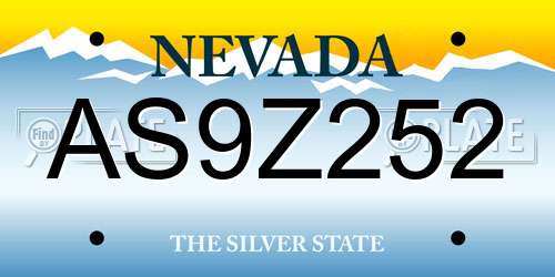AS9Z252 Nevada License Plate