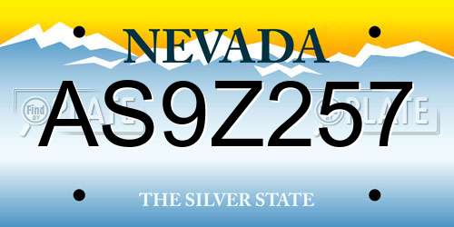 AS9Z257 Nevada License Plate