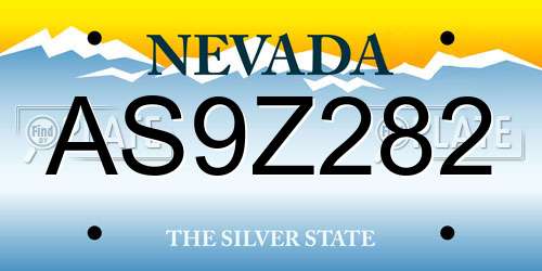 AS9Z282 Nevada License Plate