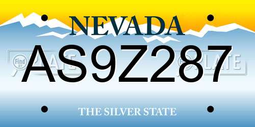 AS9Z287 Nevada License Plate