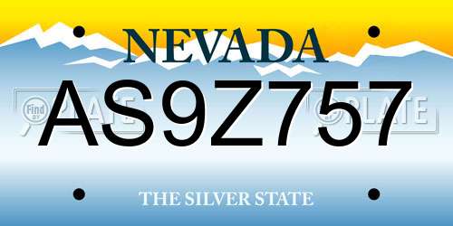 AS9Z757 Nevada License Plate