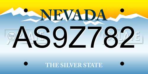 AS9Z782 Nevada License Plate