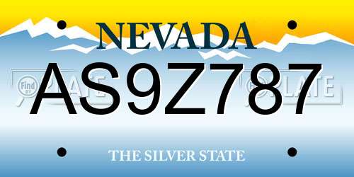 AS9Z787 Nevada License Plate