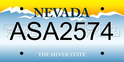 ASA2574 Nevada License Plate