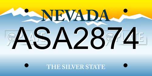 ASA2874 Nevada License Plate