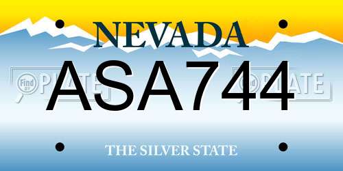 ASA744 Nevada License Plate