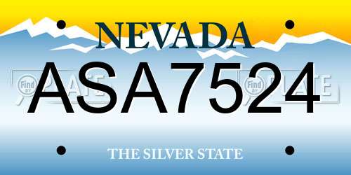 ASA7524 Nevada License Plate