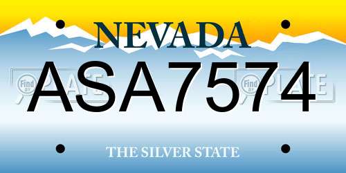 ASA7574 Nevada License Plate