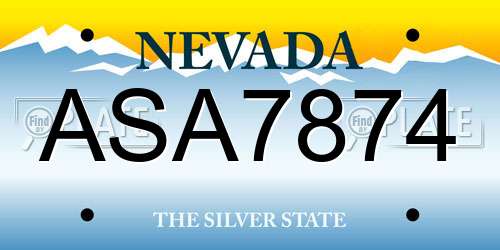 ASA7874 Nevada License Plate