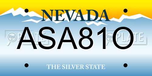 ASA81O Nevada License Plate