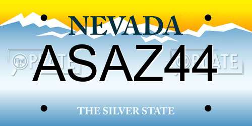ASAZ44 Nevada License Plate