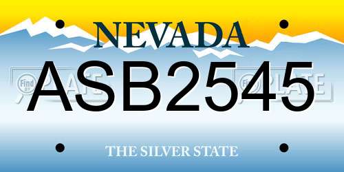 ASB2545 Nevada License Plate