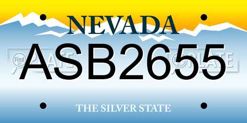 ASB2655 Nevada License Plate